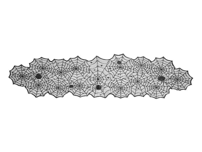 Tischläufer Spinnennetz, schwarz, 185x45cm - FeierGlanz