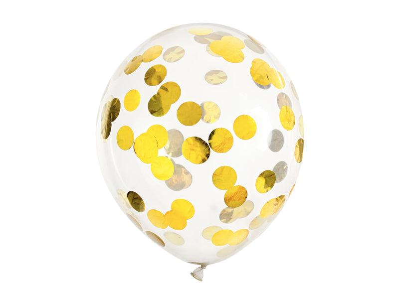 Konfetti-Ballons - Kreise, 30cm, gold (1 VPE / 6 Stk.) - FeierGlanz