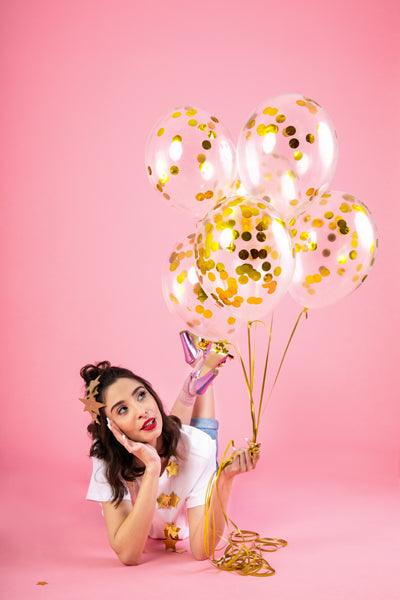 Konfetti-Ballons - Kreise, 30cm, gold (1 VPE / 6 Stk.) - FeierGlanz