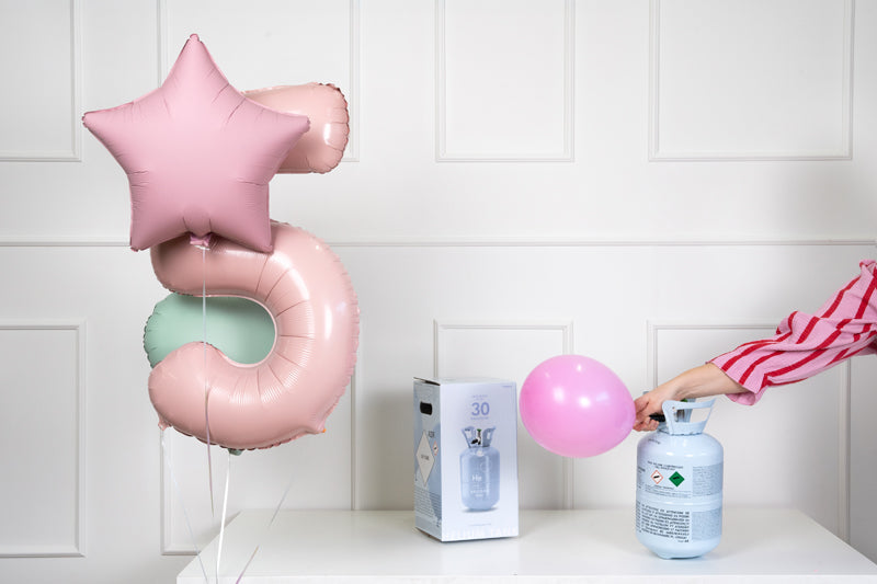 Flasche mit Helium, Hellblau, 30 Ballons - FeierGlanz