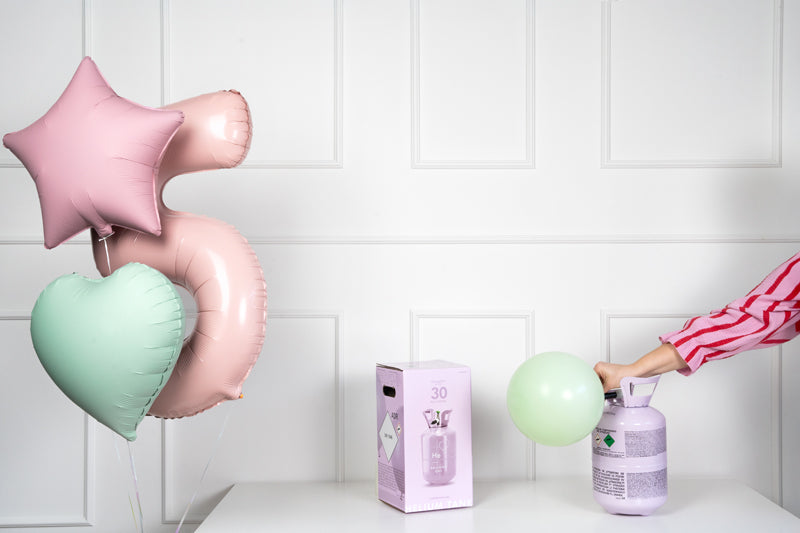 Flasche mit Helium, Lila, 30 Ballons - FeierGlanz