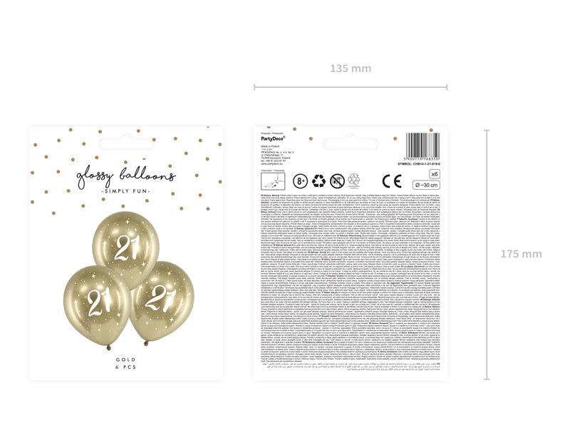 Ballons Glossy 30cm, gold (1 VPE / 6 Stk.) - FeierGlanz