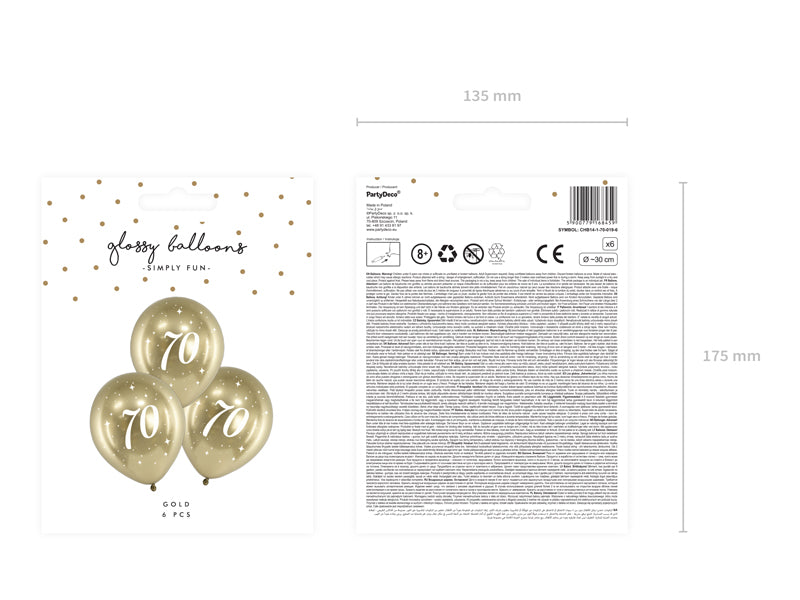 Ballons Glossy 30cm, gold (1 VPE / 6 Stk.) - FeierGlanz