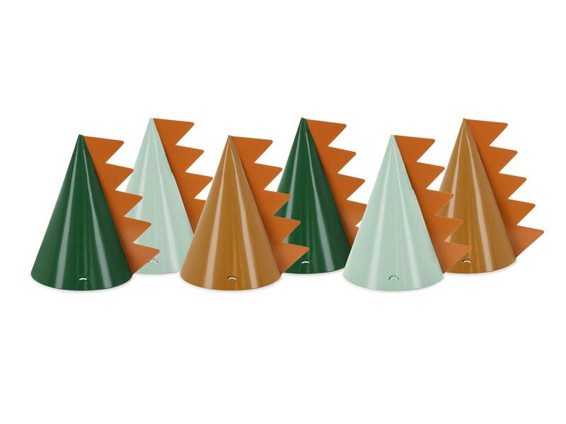 Partyhüte Dinosaurier, 14 cm, Mix (1 VPE / 6 Stk.) - FeierGlanz
