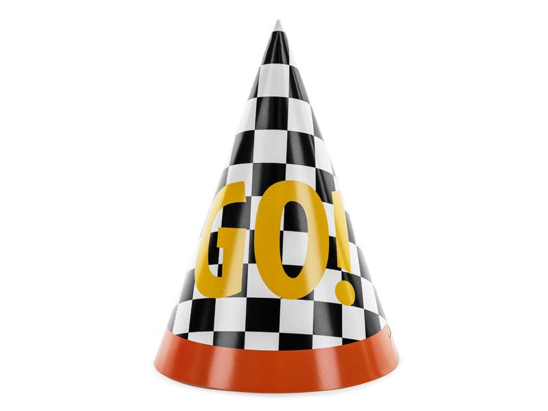 Partyhüte GO!, 16 cm, Mix (1 VPE / 6 Stk.) - FeierGlanz