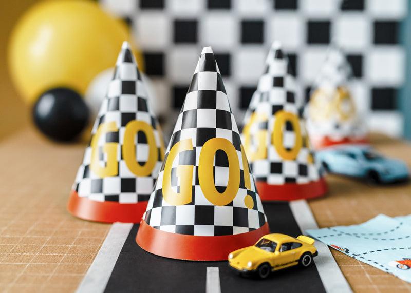 Partyhüte GO!, 16 cm, Mix (1 VPE / 6 Stk.) - FeierGlanz