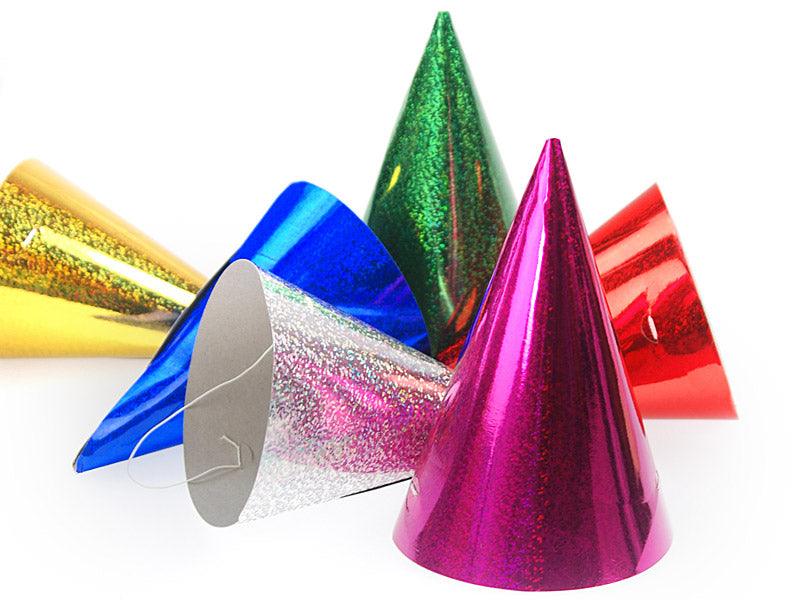 Holografische Partyhüte, Mix, 16cm (1 VPE / 20 Stk.) - FeierGlanz