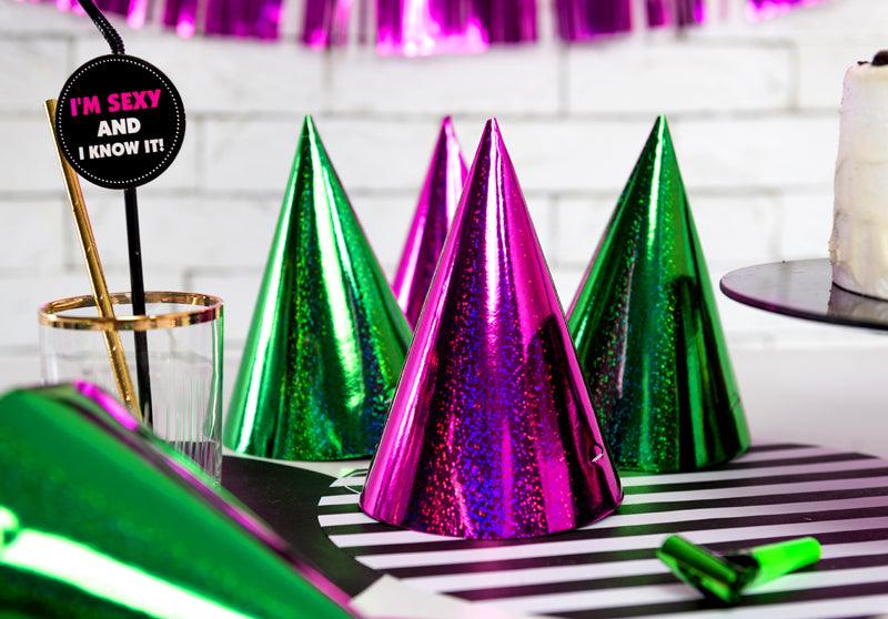 Holografische Partyhüte, Mix, 16cm (1 VPE / 20 Stk.) - FeierGlanz