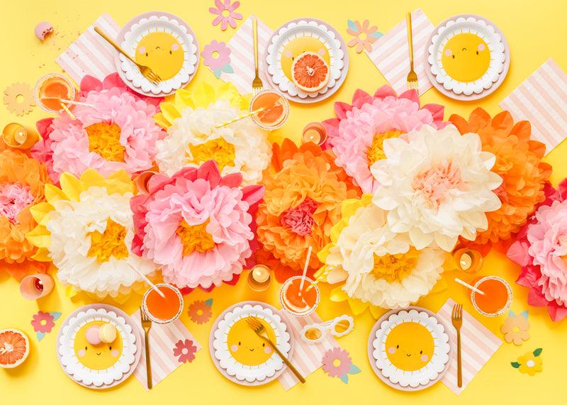 Dekoration aus Seidenpapier Blumen, cremefarben, 30-20 cm (1 VPE / 5 Stk.) - FeierGlanz