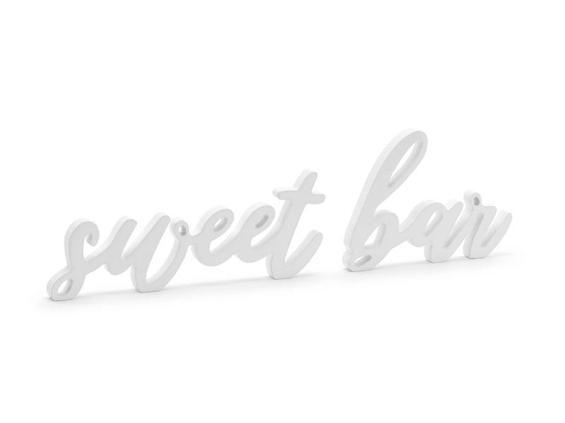 Holzaufschrift Sweet bar, weiß, 37x10cm - FeierGlanz