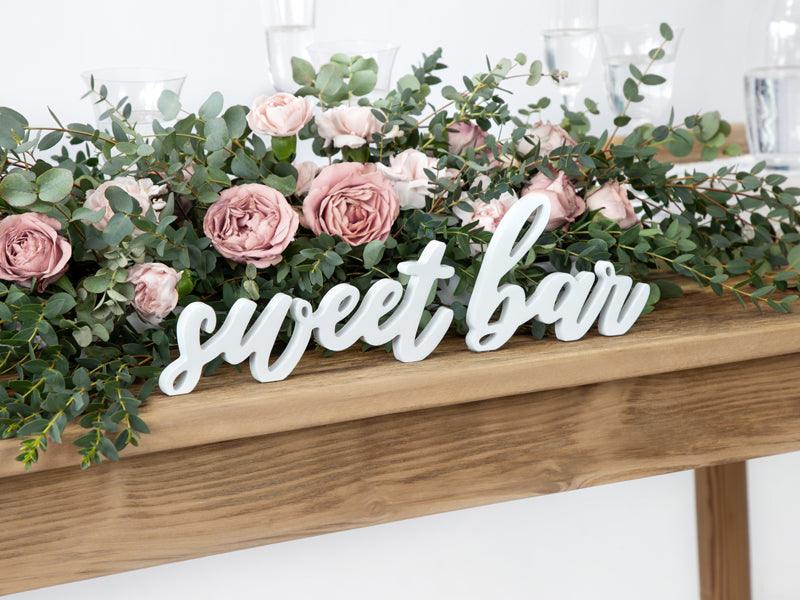 Holzaufschrift Sweet bar, weiß, 37x10cm - FeierGlanz