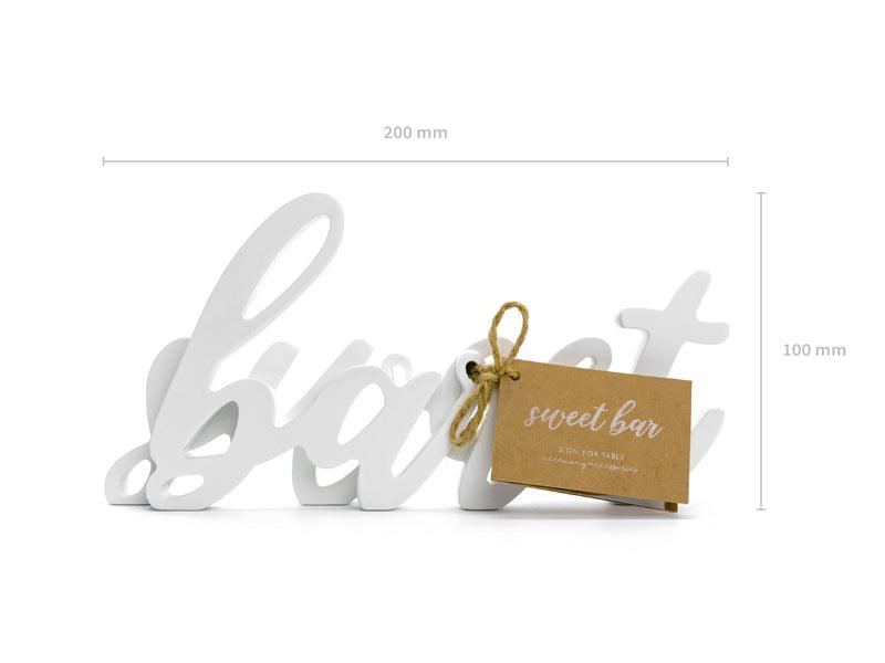 Holzaufschrift Sweet bar, weiß, 37x10cm - FeierGlanz