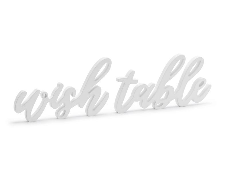 Holzaufschrift Wish table, weiß, 40x10cm - FeierGlanz