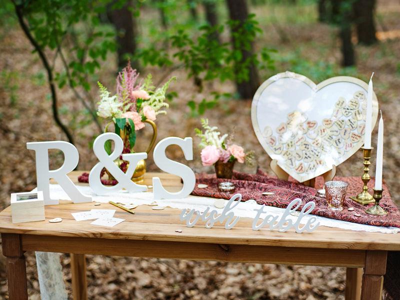 Holzaufschrift Wish table, weiß, 40x10cm - FeierGlanz