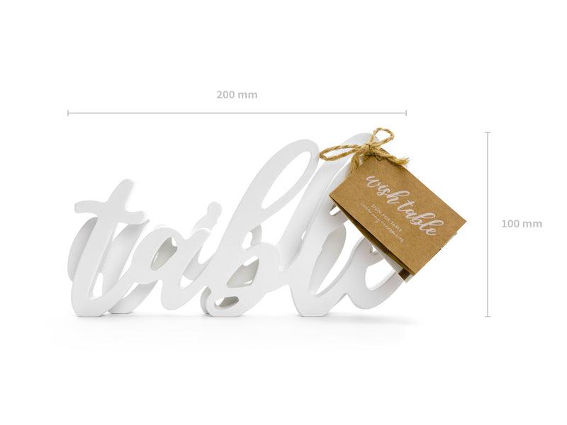 Holzaufschrift Wish table, weiß, 40x10cm - FeierGlanz