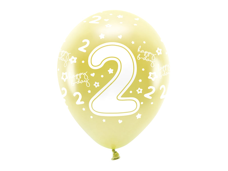 Eco Ballons 33 cm, Zahlen (zur Auswahl), golden (1 VPE / 6 Stk.) - FeierGlanz