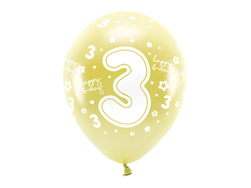 Eco Ballons 33 cm, Zahlen (zur Auswahl), golden (1 VPE / 6 Stk.) - FeierGlanz