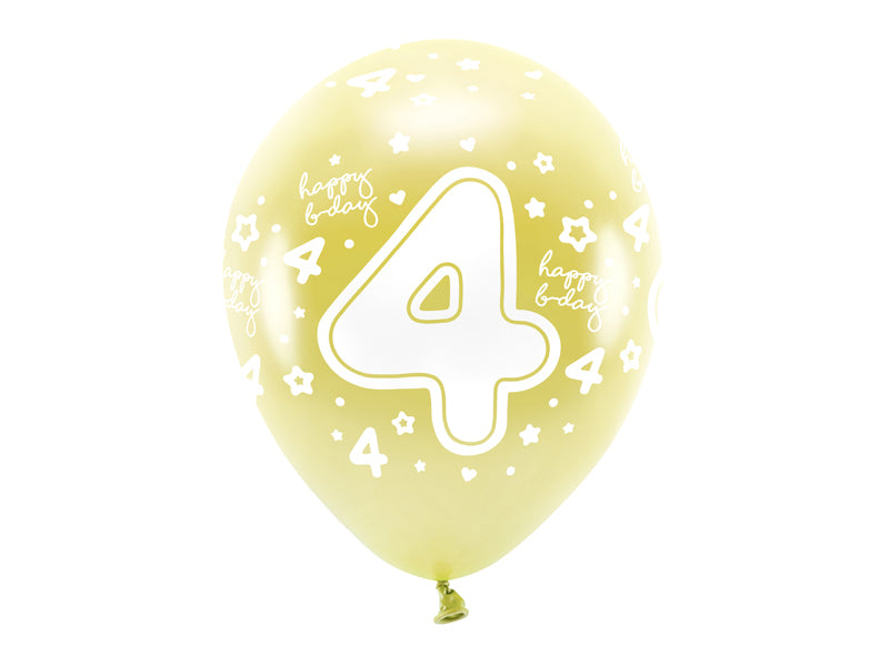 Eco Ballons 33 cm, Zahlen (zur Auswahl), golden (1 VPE / 6 Stk.) - FeierGlanz