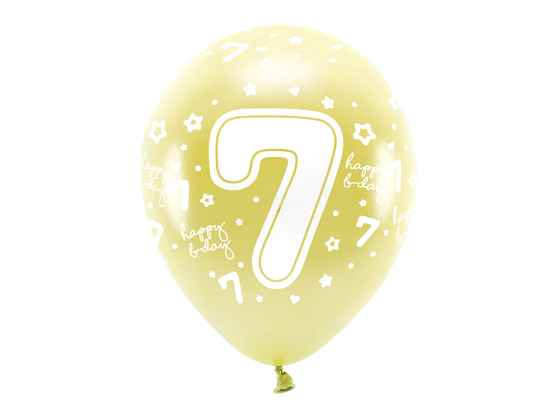 Eco Ballons 33 cm, Zahlen (zur Auswahl), golden (1 VPE / 6 Stk.) - FeierGlanz