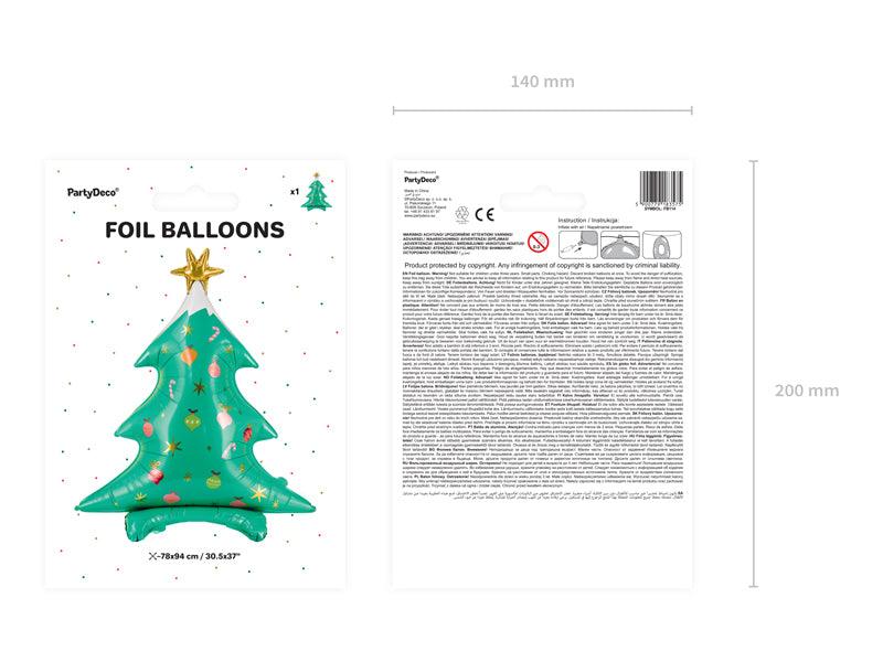 Stehender Folienballon Weihnachtsbaum, 78x94cm, Mix - FeierGlanz