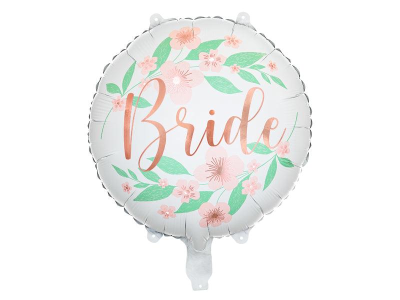 Folienballon Bride Blumen 45cm, weiß - FeierGlanz