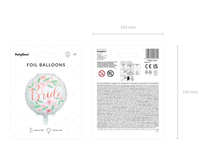 Folienballon Bride Blumen 45cm, weiß - FeierGlanz