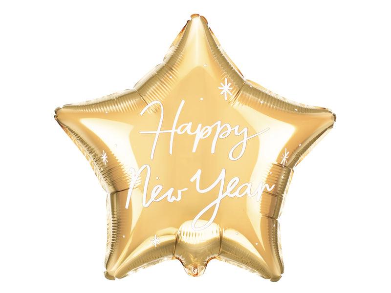 Folienballon Stern Happy New Year, 47x50 cm, gold - FeierGlanz