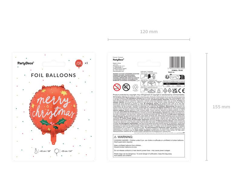 Folienballon Merry Christmas, 45 cm, mix - FeierGlanz