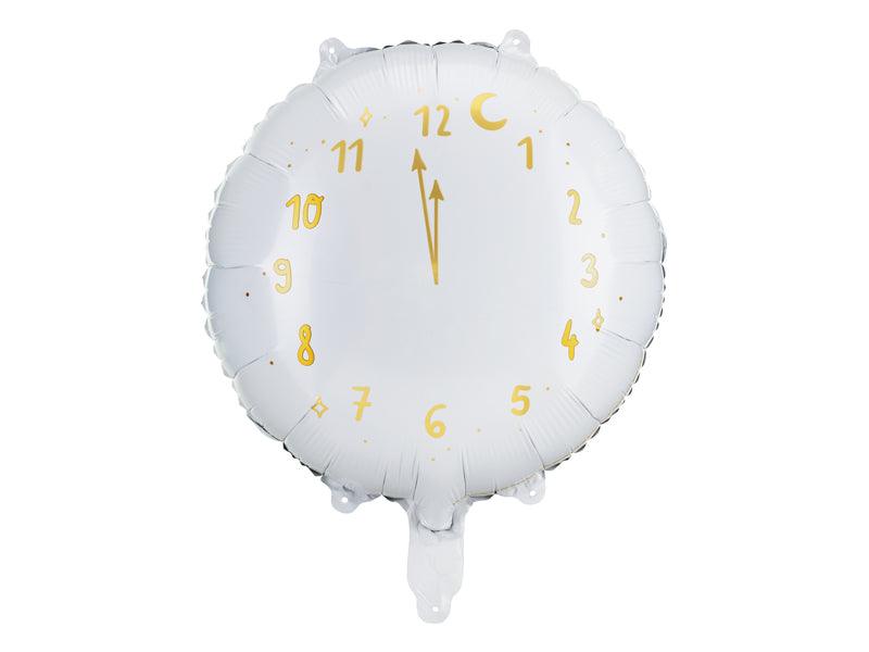 Folienballon Uhr, 45 cm, weiß - FeierGlanz