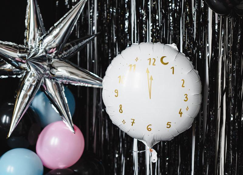 Folienballon Uhr, 45 cm, weiß - FeierGlanz