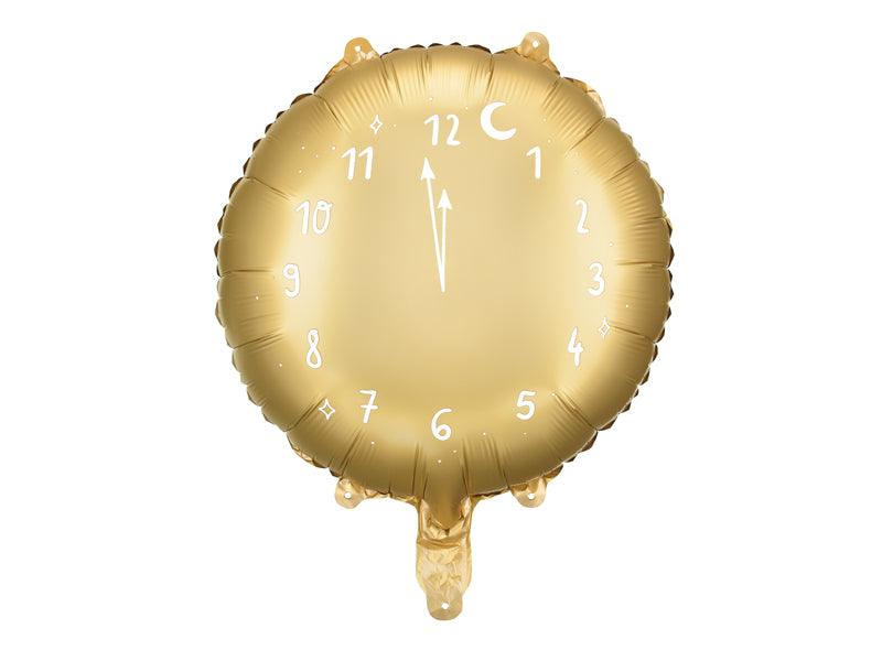 Folienballon Uhr, 45 cm, gold - FeierGlanz