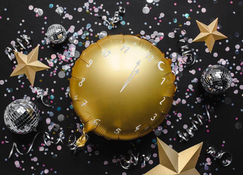 Folienballon Uhr, 45 cm, gold - FeierGlanz