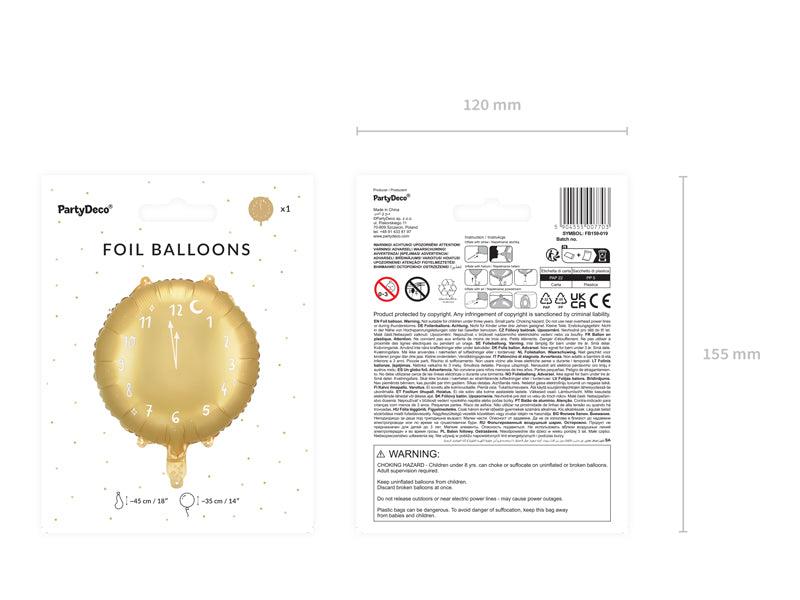 Folienballon Uhr, 45 cm, gold - FeierGlanz