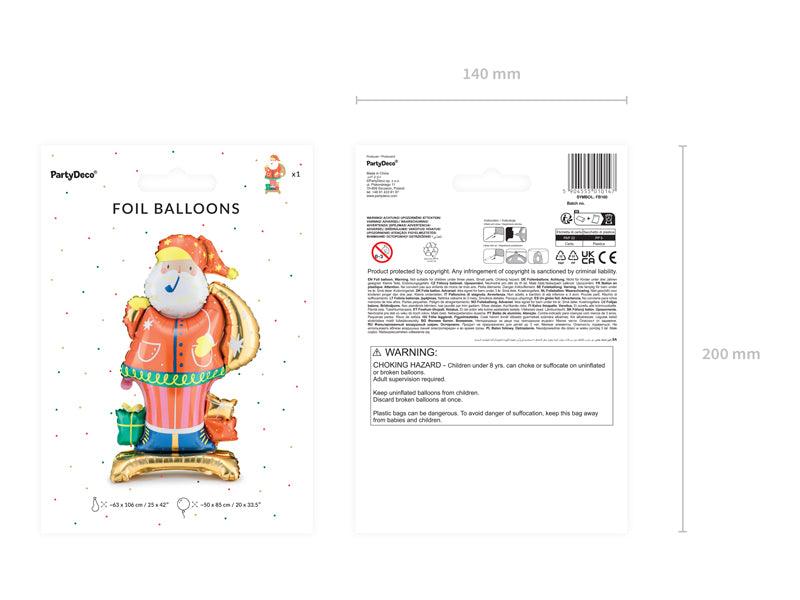 Stehender Folienballon Weihnachtsmann, 63x106 cm, mix - FeierGlanz