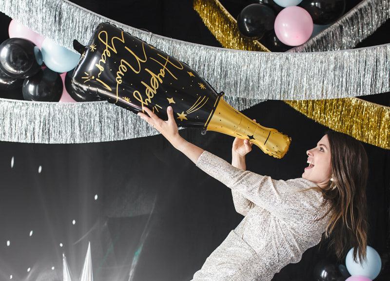 Folienballon Flasche Happy New Year, 39,5x98 cm, Mix - FeierGlanz