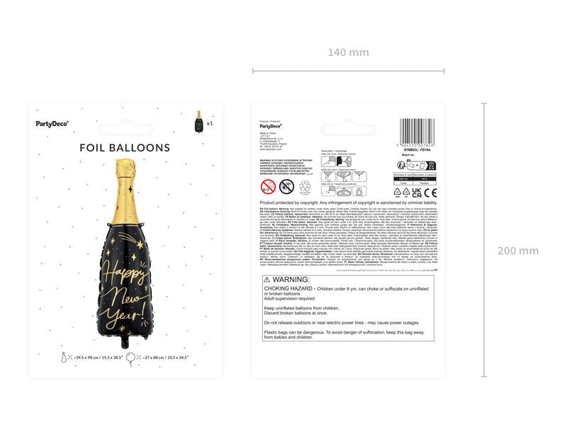 Folienballon Flasche Happy New Year, 39,5x98 cm, Mix - FeierGlanz