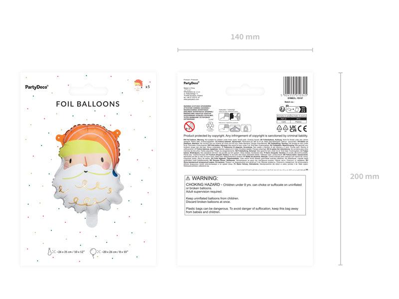 Folienballon Weihnachtsmann, 26x31 cm, Mix (1 VPE / 5 Stk.) - FeierGlanz
