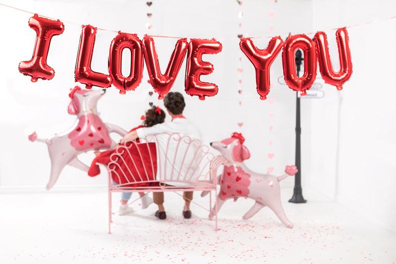 Folien-Luftballon I love you, 260x40 cm, rot - FeierGlanz