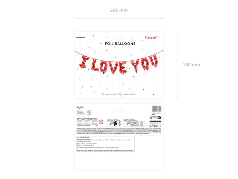Folien-Luftballon I love you, 260x40 cm, rot - FeierGlanz
