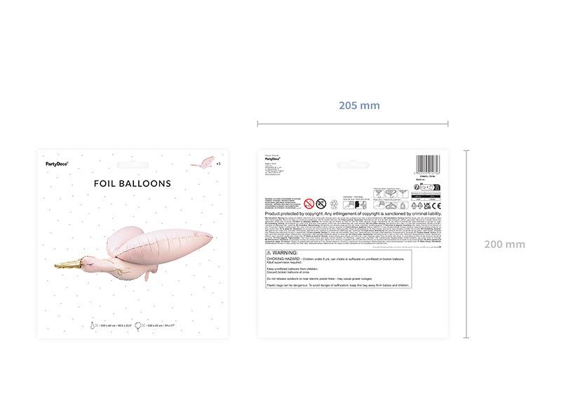 Folienballon Storch, 103x60 cm, hellrosa - FeierGlanz