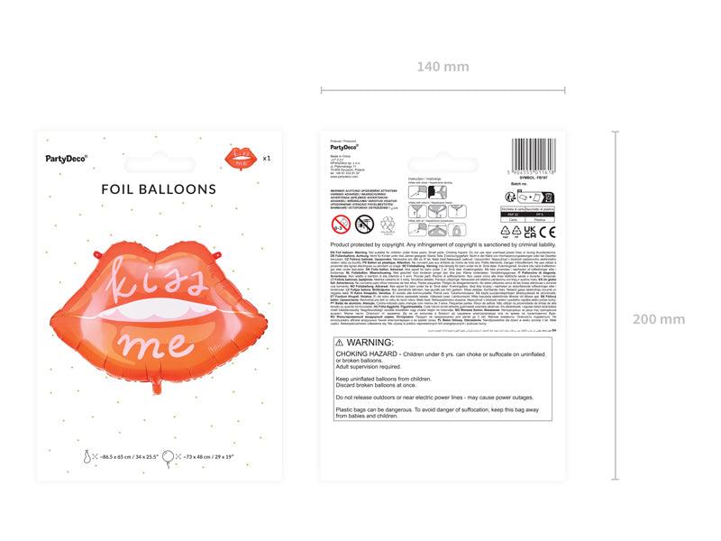 Folienluftballon Lippen, 86.5x65 cm, Mix - FeierGlanz