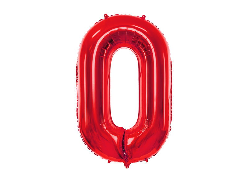 Metallisierter Folienballon Zahl (zur Auswahl) in Rot, 86 cm - FeierGlanz