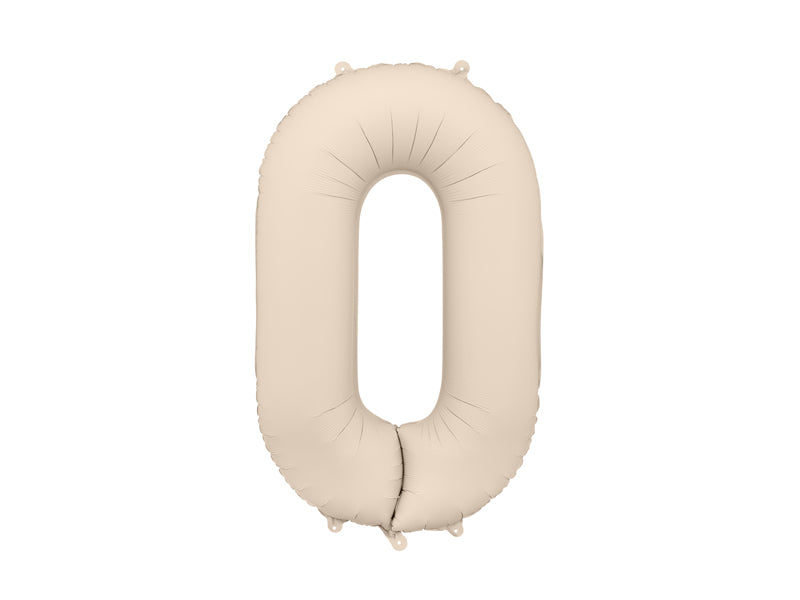 Matte Folienballon Zahl (zur Auswahl), 86cm, Hellbeige - FeierGlanz