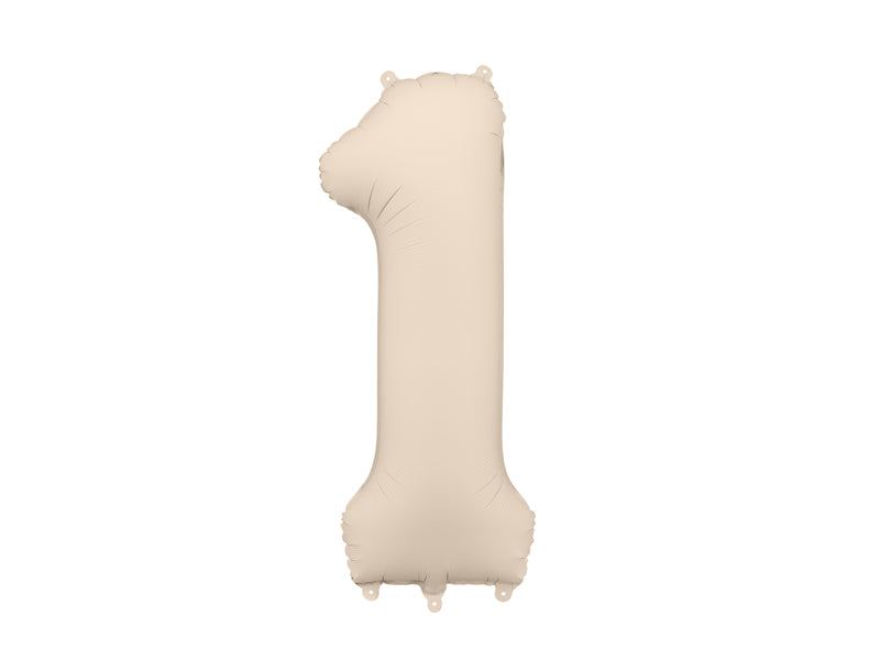 Matte Folienballon Zahl (zur Auswahl), 86cm, Hellbeige - FeierGlanz