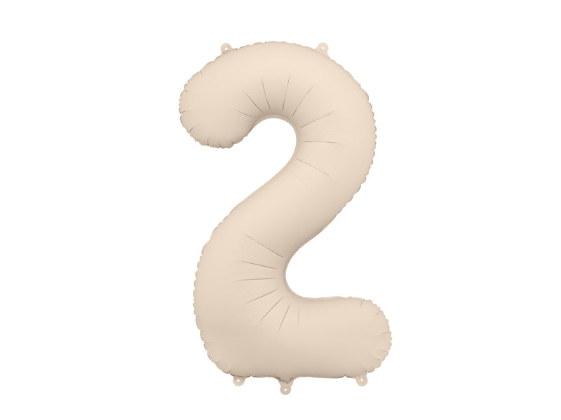 Matte Folienballon Zahl (zur Auswahl), 86cm, Hellbeige - FeierGlanz