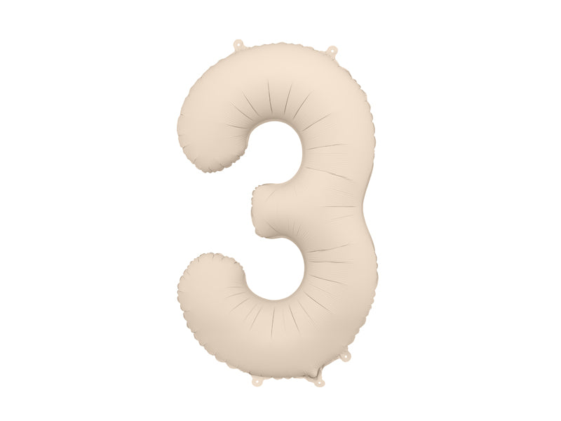 Matte Folienballon Zahl (zur Auswahl), 86cm, Hellbeige - FeierGlanz