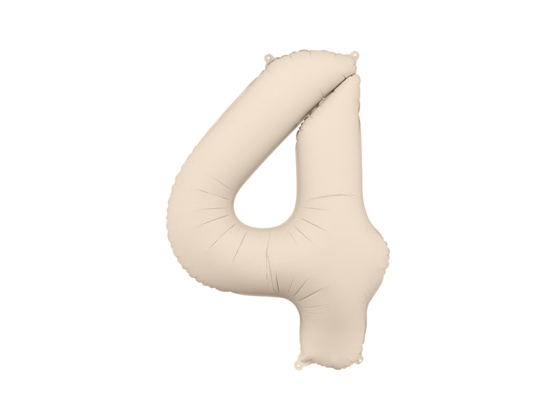 Matte Folienballon Zahl (zur Auswahl), 86cm, Hellbeige - FeierGlanz