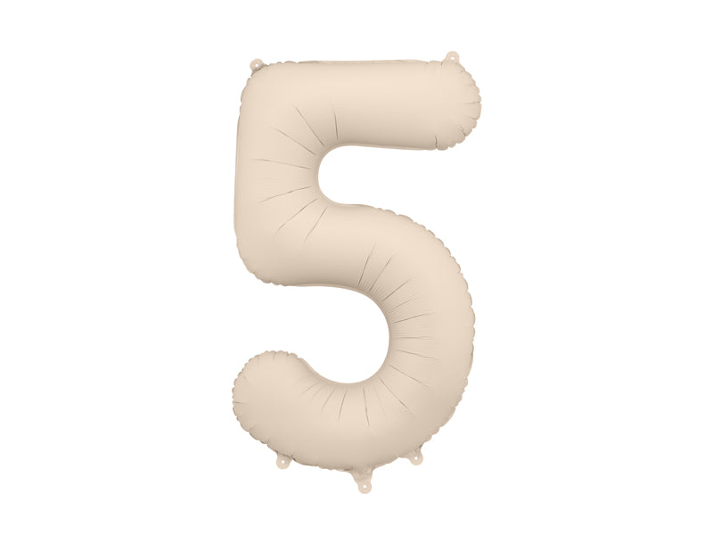 Matte Folienballon Zahl (zur Auswahl), 86cm, Hellbeige - FeierGlanz