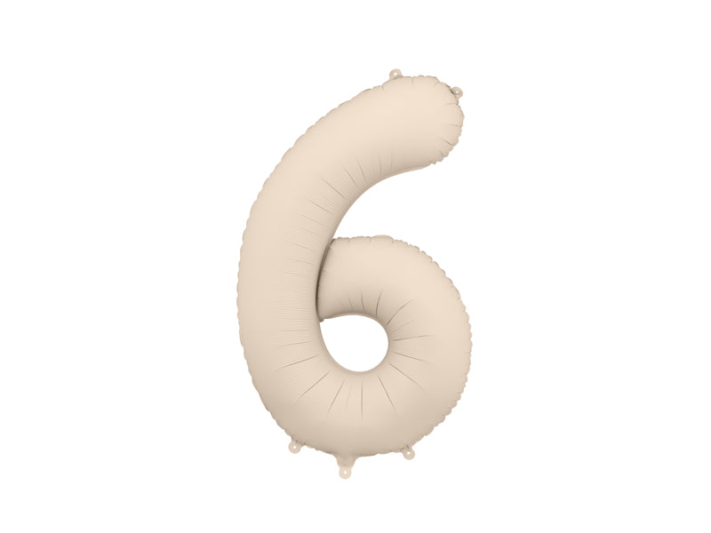 Matte Folienballon Zahl (zur Auswahl), 86cm, Hellbeige - FeierGlanz