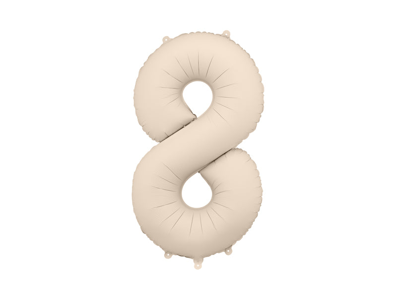 Matte Folienballon Zahl (zur Auswahl), 86cm, Hellbeige - FeierGlanz